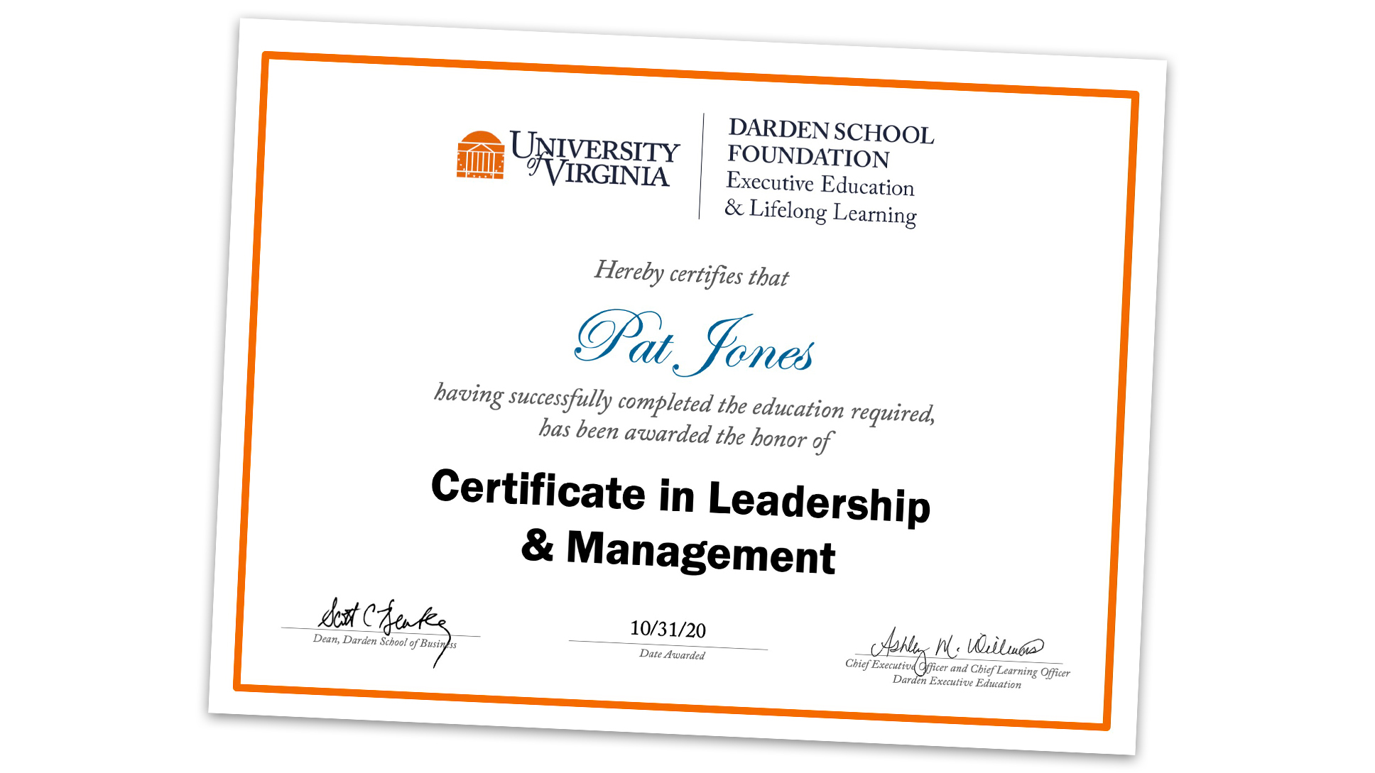 Certificate in Leadership Management UVA Darden School of Business
